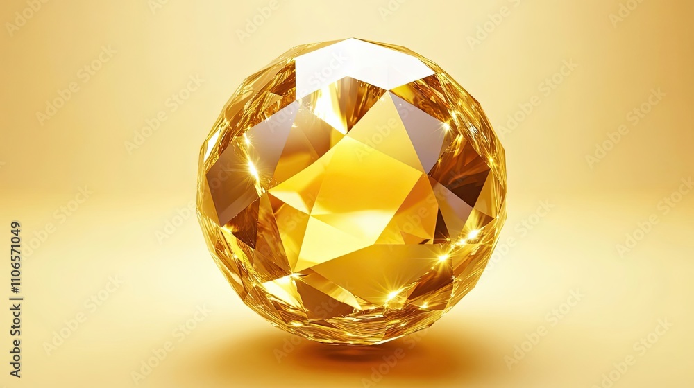 A Golden Gemstone Sphere Gleaming Brightly A Golden Gemstone Sphere Gleaming Brightly