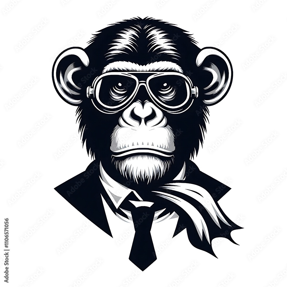 Stylized monkey in glasses and suit. Stylized monkey in glasses and suit.