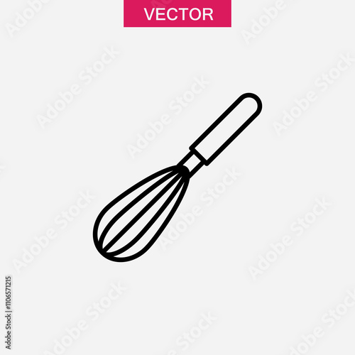 Kitchen wire whisk vector icon. simple flat black linear illustration for web and app..eps