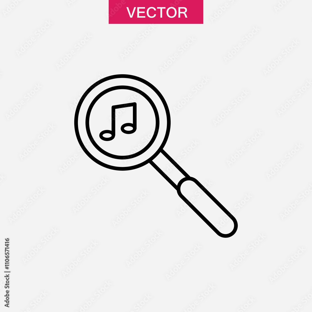 Music Search outline icon. vector flat black linear illustration for web and app..eps Music Search outline icon. vector flat black linear illustration for web and app..eps