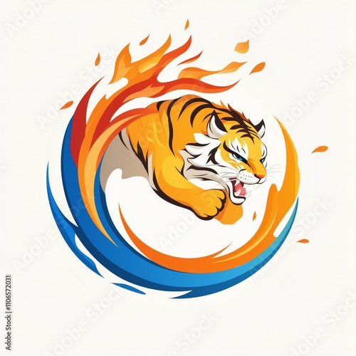 Fiery Tiger Logo Design Concept photo