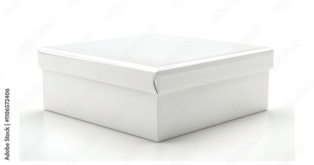 White gift box against a white backdrop, Generative AI. White gift box against a white backdrop, Generative AI.