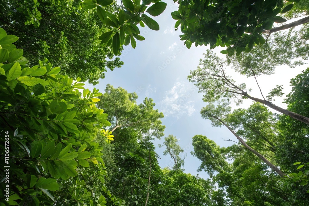 Lush green foliage stretching up towards the sky, tree leaves, foliage design, lush green, leafy greens, nature-inspired Lush green foliage stretching up towards the sky, tree leaves, foliage design, lush green, leafy greens, nature-inspired