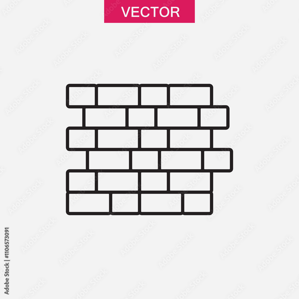 Brick wall icon vector, vector flat black linear illustration for web and app..eps Brick wall icon vector, vector flat black linear illustration for web and app..eps