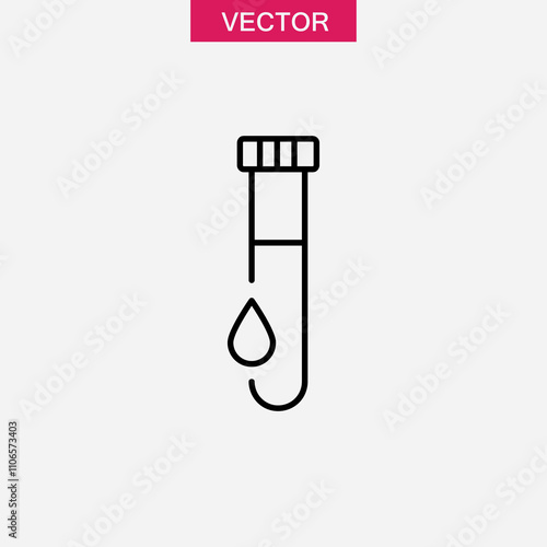 Blood sample line icon. vector flat black linear illustration for web and app..eps