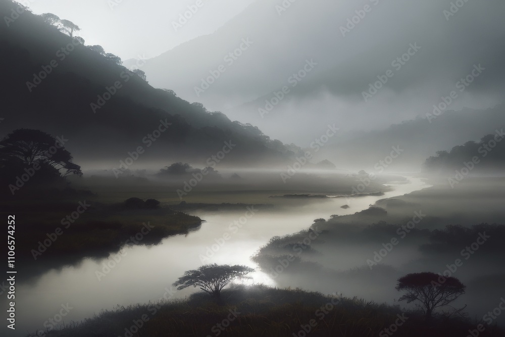 Painted - Foggy Environment Landscape - Nature