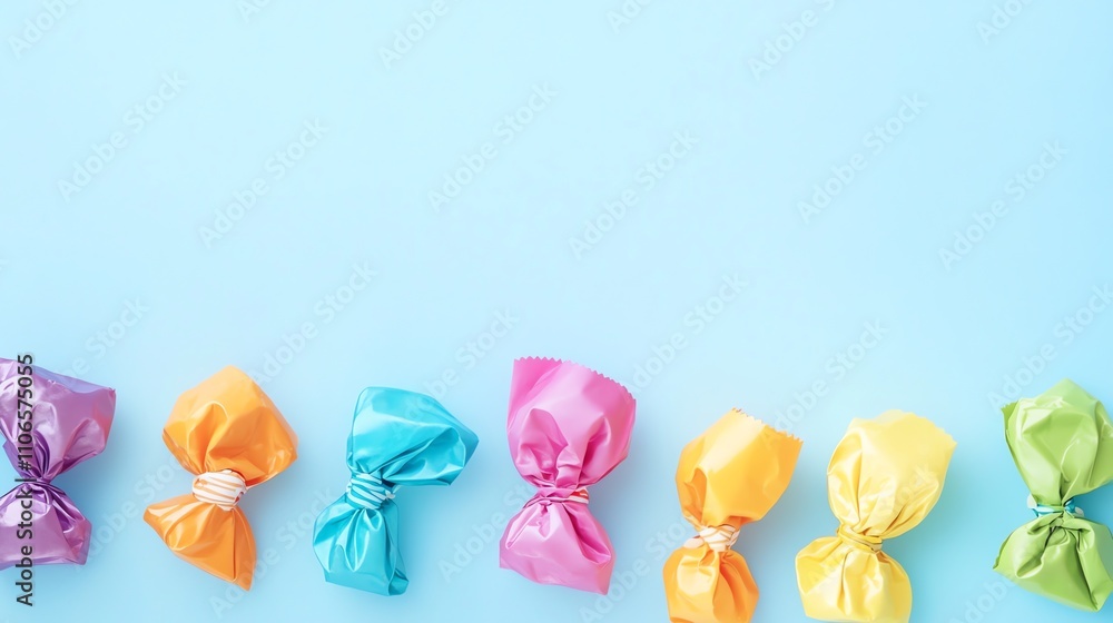 custom made wallpaper toronto digitalColorful candies in cellophane wrappers on a blue background.