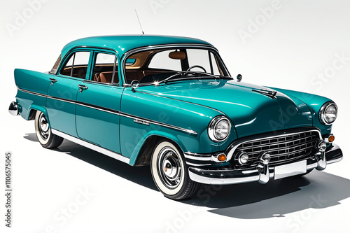  Retro car on a white background