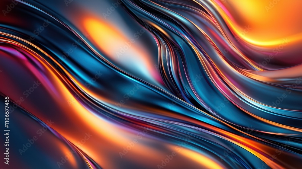 Abstract Swirling Liquid Metal Hues Of Blue Orange And Red Abstract Swirling Liquid Metal Hues Of Blue Orange And Red