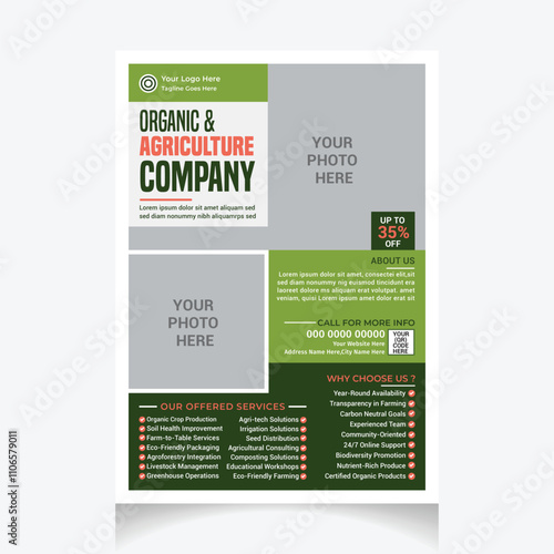 Professional Organic and agriculture farm company flyer design Templates Layout