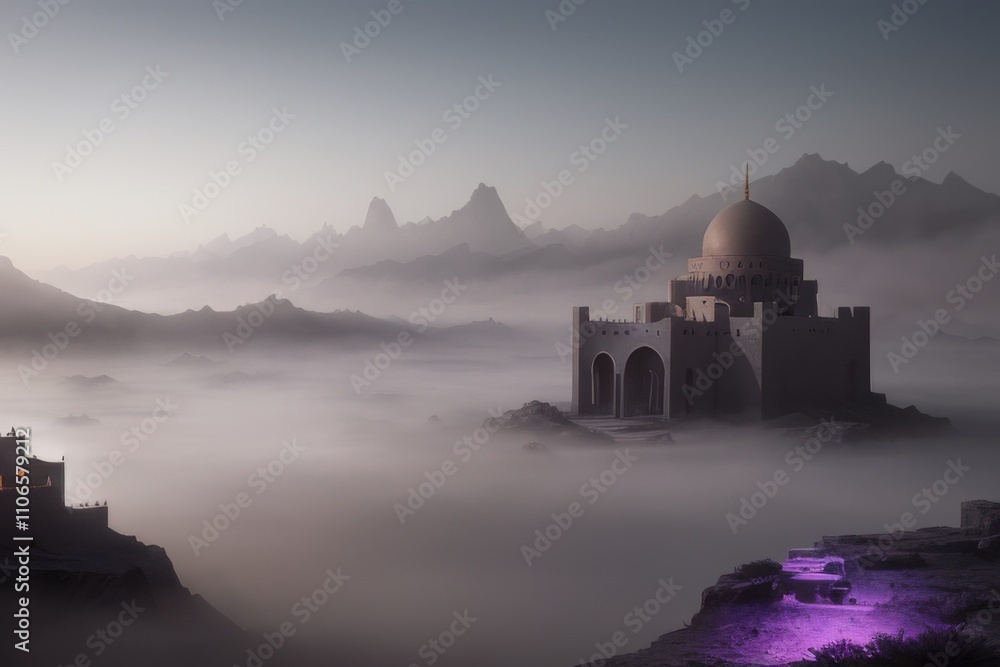 Obraz premium Painted - Foggy Environment Landscape - Nature