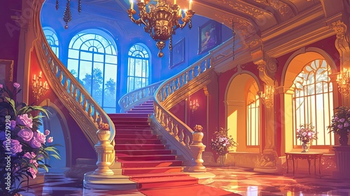 Grand Staircase in a Luxurious Palace Interior photo