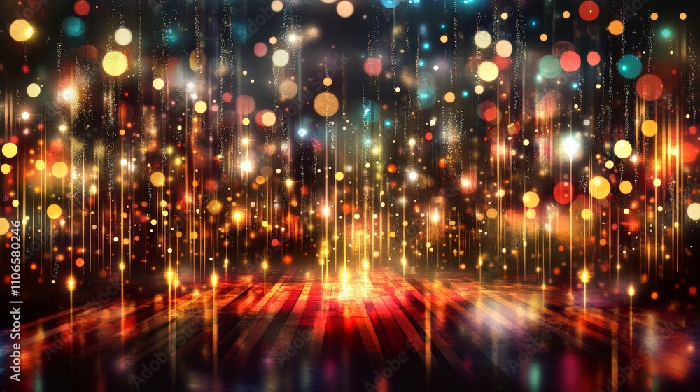 Fototapeta premium Captivating Abstract Background with Glowing Bokeh Lights and Sparkling Effects for Festive and Celebration-themed Designs and Visual Projects