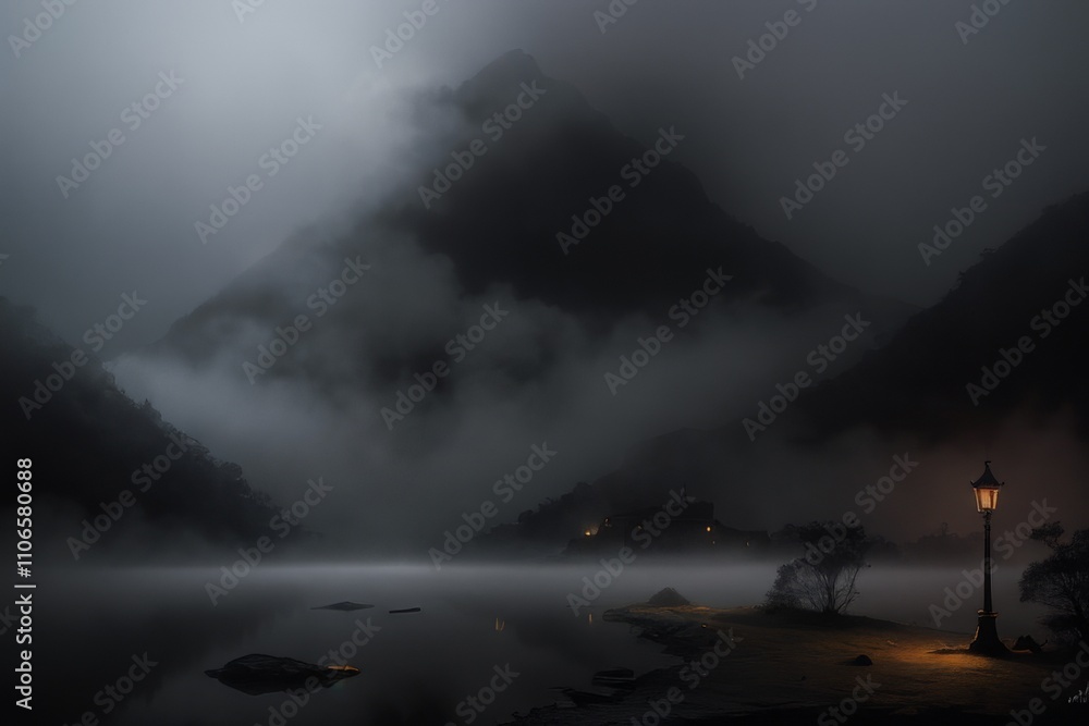 Fototapeta premium Painted - Foggy Environment Landscape - Nature