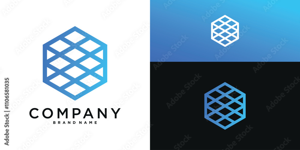 Hexagon logo design with unique line style. Premium Vector Hexagon logo design with unique line style. Premium Vector