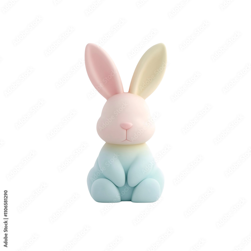 Adorable Pastel Bunny Rabbit 3D Render, Easter Decoration, Cute Cartoon Animal Adorable Pastel Bunny Rabbit 3D Render, Easter Decoration, Cute Cartoon Animal