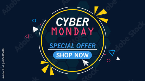 Colorful cyber monday flat design illustration.