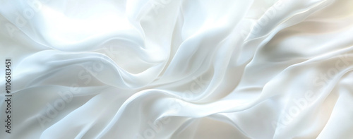 Serene White Fabric Waves, Textured Abstract Background