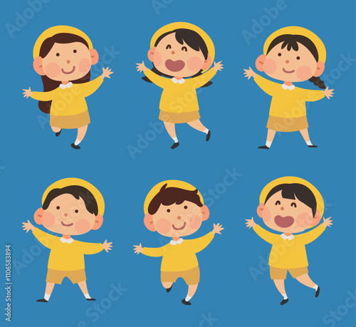 wearing daycare center uniform children illustration