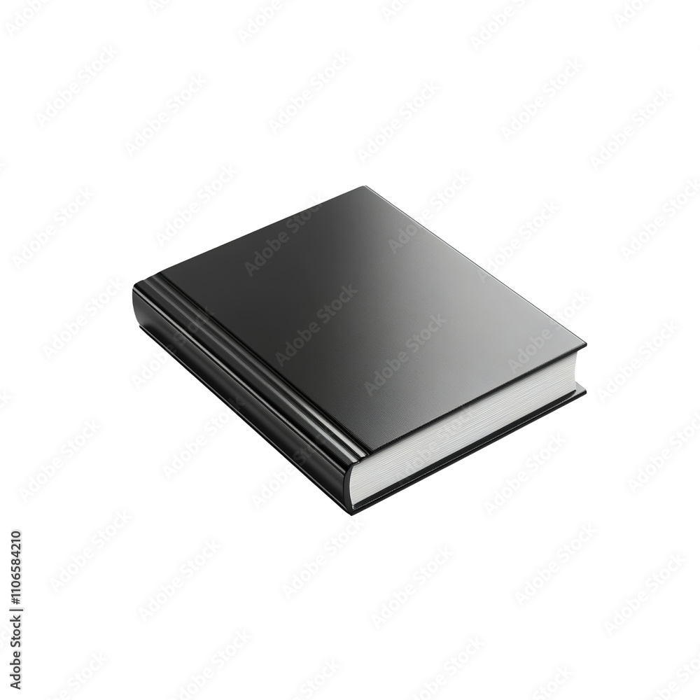Closed Black Hardcover Book Mockup - Isolated on White Background Closed Black Hardcover Book Mockup - Isolated on White Background