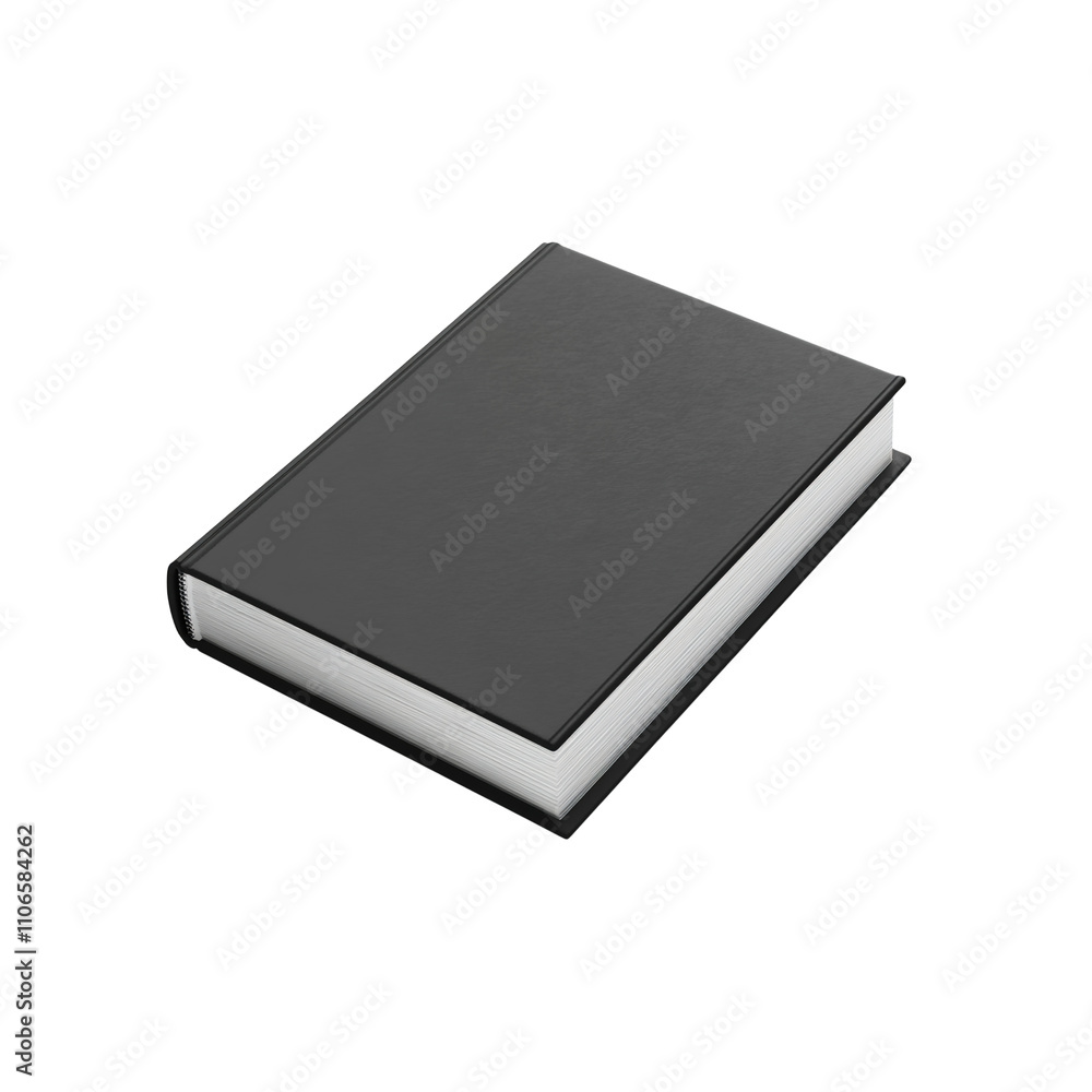 Closed Black Hardcover Book on White Background Closed Black Hardcover Book on White Background