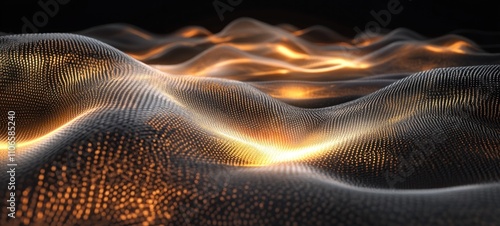 Wallpaper Mural Abstract Golden Waves: Digital Art Torontodigital.ca