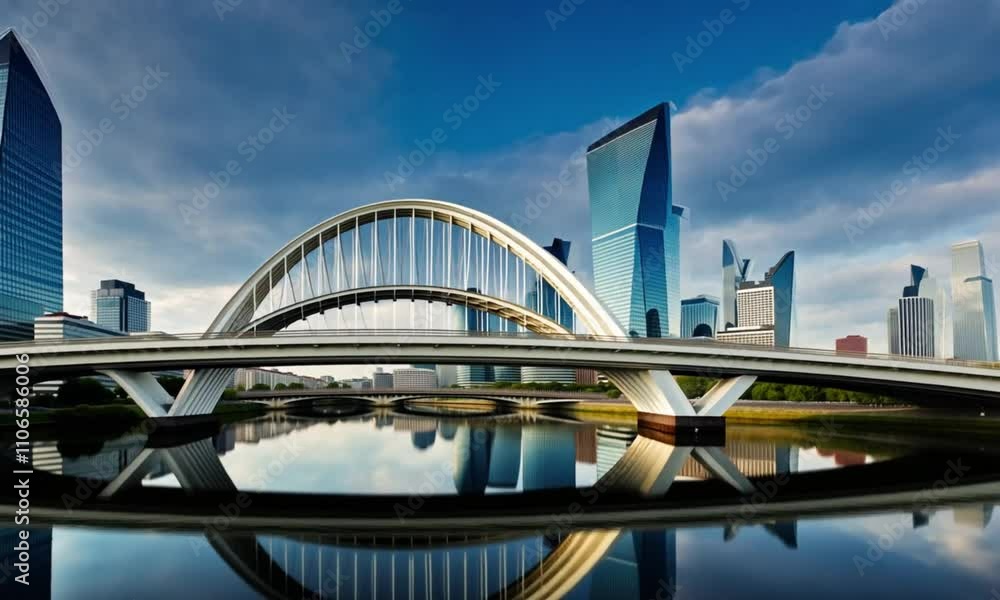 City Bridge Over a Reflective River City Bridge Over a Reflective River