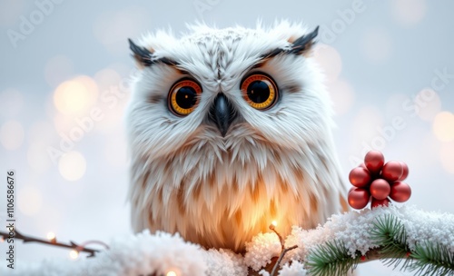 owl christmas Christmas on the white background  animal, decoration, season, bird photo