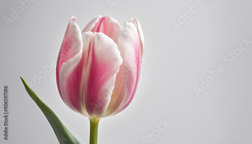 pink tulips on a white background