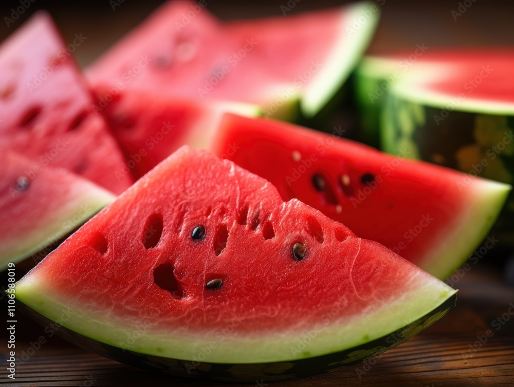 Juicy Red Watermelon Slices, Summer Fruit Refreshment Juicy Red Watermelon Slices, Summer Fruit Refreshment