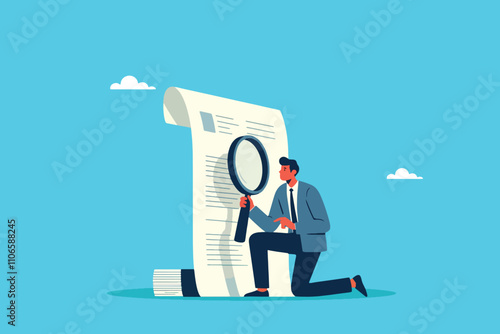 The Review Master, Manager Examines Papers with Magnifying Focus