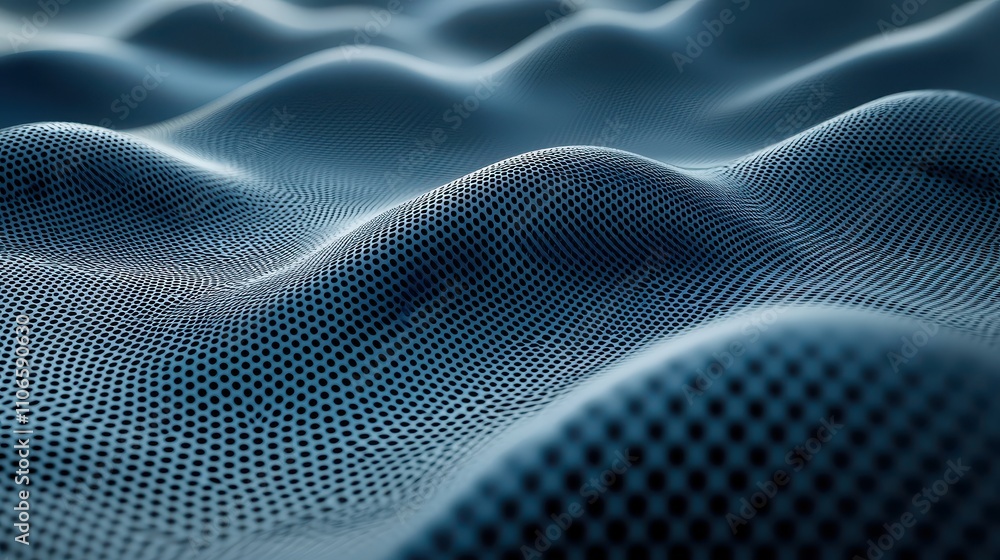 Abstract Blue Wavy Surface With Perforated Texture Abstract Blue Wavy Surface With Perforated Texture