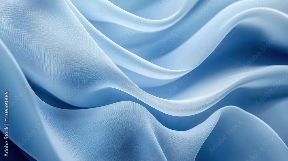Obraz premium Abstract Blue Fabric Draped Softly Creating Waves