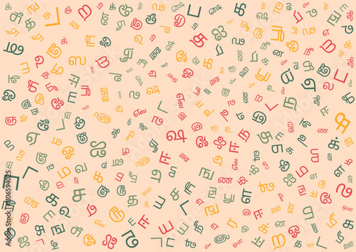 colorful tamil alphabet seamless pattern background vector design