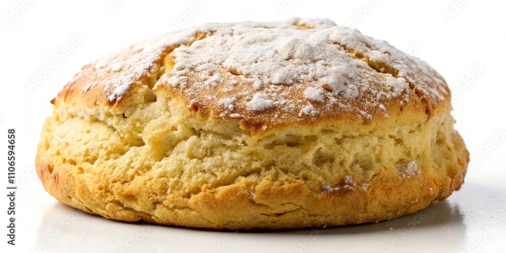 A golden-brown pastry, dusted with a fine layer of white powder, showcasing a delicate and soft texture, ready to be enjoyed with a cup of tea or coffee. A golden-brown pastry, dusted with a fine layer of white powder, showcasing a delicate and soft texture, ready to be enjoyed with a cup of tea or coffee.