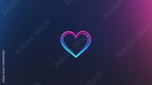 A heart symbol illuminated with neon colors is centered on a dark background, creating a visually striking contrast that exudes a modern and vibrant feel.