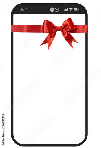Red ribbon and bow on phone...