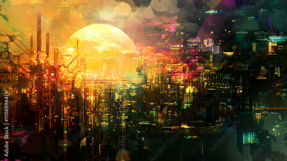 Obraz premium Solarpunk background concept. Solarpunk. Illustration