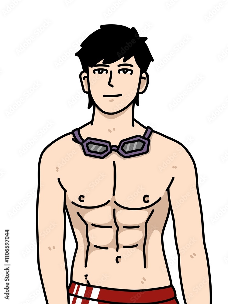 Fototapeta premium cute man cartoon on white background