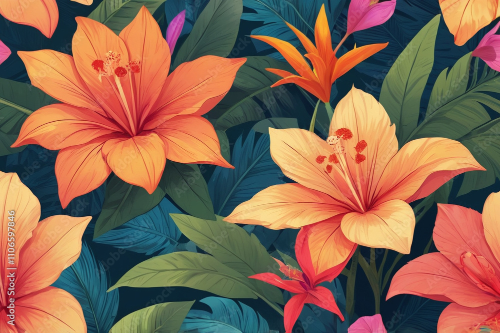 Fototapeta premium Closeup textural bright exotic flowers