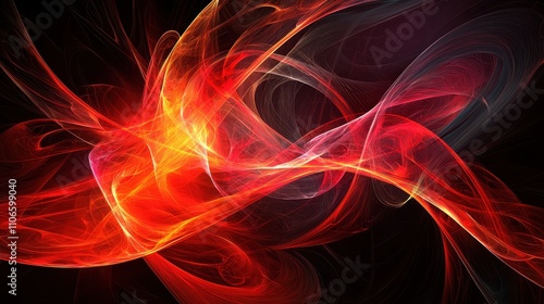 Abstract Red And Orange Light Waves Flowing