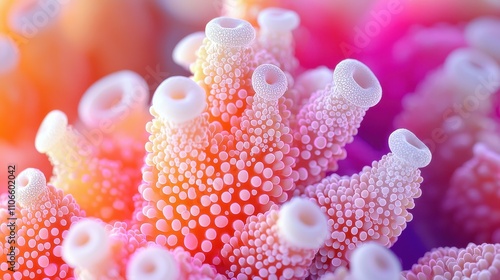 Fototapeta Naklejka Na Ścianę i Meble -  Vibrant Coral Polyp Closeup Detailed Texture