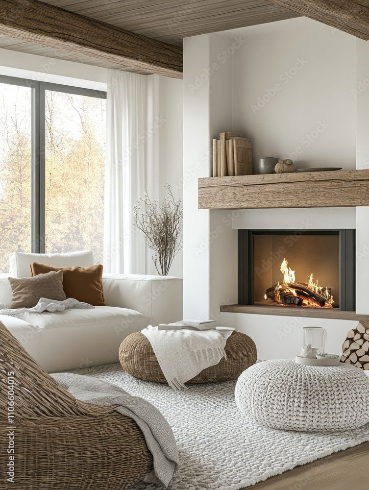 custom made wallpaper toronto digitalCozy Autumn Living Room With Fireplace And Natural Decor