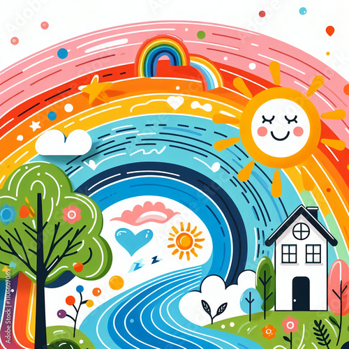 rainbow over the village