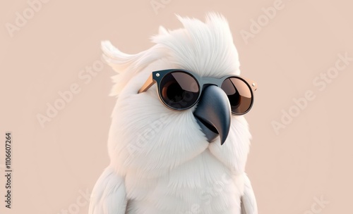 owl christmas A white cockatoo donning stylish sunglasses on pastel background  animal, decoration, season, bird photo