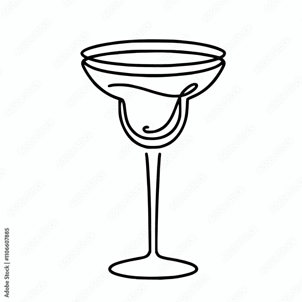 Minimalist margarita glass line silhouette illustration Minimalist margarita glass line silhouette illustration