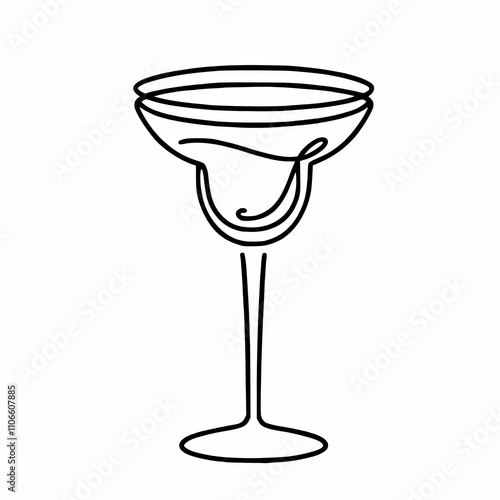 Minimalist margarita glass line silhouette illustration