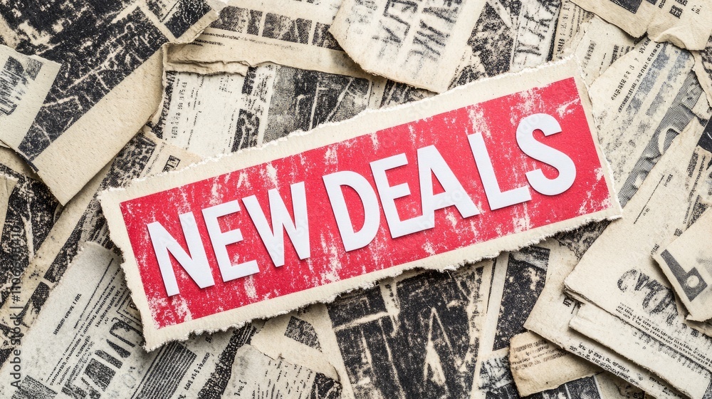 custom made wallpaper toronto digitalEye-Catching New Deals Sign Overlaid on Vintage Newspaper Background