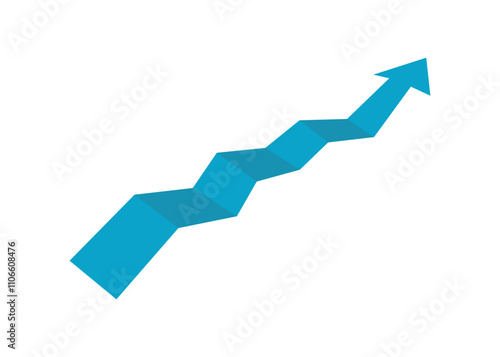 blue flat stock market arrow business graph growing pointing up on economic chart icon trending upwards financial board rises
