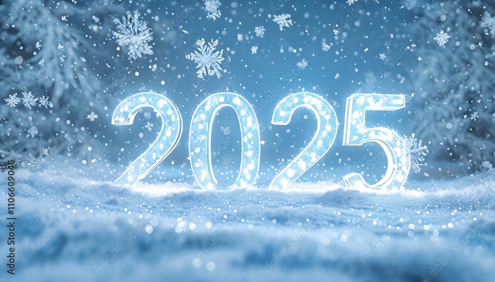 shining 2025 in a snowy wonderland of light snowflakes shining 2025 in a snowy wonderland of light snowflakes